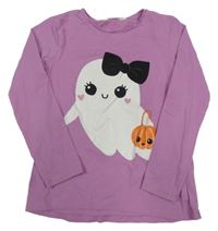 Růžovofialové tričko s duchem H&M