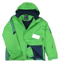 Nové - zelená šusťáková zimní funkční lyžařská bunda s kapucí MOUNTAIN WAREHOUSE