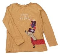 Karamelové tričko s psíkom H&M