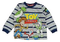 Šedo-tmavomodré pruhované triko s Toy Story Tu