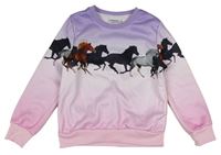 Lila-ružová ombré mikina s koňmi Infinity Kids