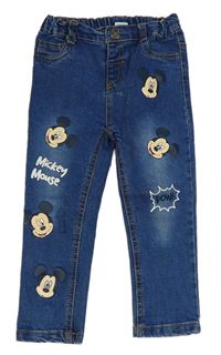 Modré skinny rifle s Mickeym Disney