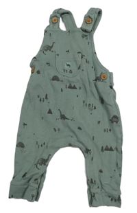 Zelenošedé laclové tepláky se stromky a dinosaury George