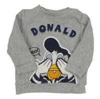 Sivá melírovaná rebrovaná mikina s Donaldem Disney
