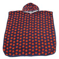 Tmavomodré froté osuškové pončo s hviezdami a kapucňou