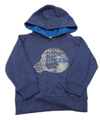 Tmavofialová mikina s raketou s Mesiacom a kapucňou Cool&Young