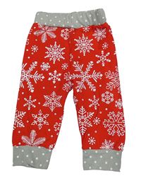 Červené ľahké tepláky s vločkami