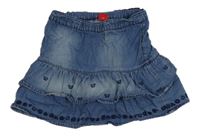 Modrá sukně riflové vzhledu s výšivkami květů S. Oliver