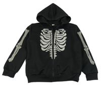 Čierna prepínaci mikina s kostmi a kapucňou Shein