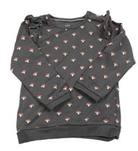 Tmavosivá mikina s houbami a volánikmi C&A