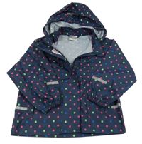 Tmavomodrá bodkovaná á šušťáková nepromokavá bunda s kapucňou Impidimpi