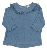 Modrá halenka riflového vzhledu s volánem C&A