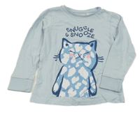 Světlemodré pyžamové triko s kočkou C&A