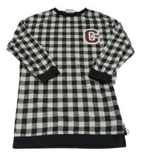 Čierno-sivé kockované teplákové šaty s písmenem Matalan