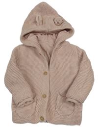 Pudrový podšitý propínací svetr s kapucí George