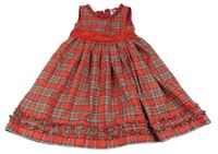 Červeno-farebné kockované šaty s volánikmi M&Co.
