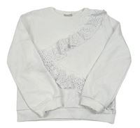 Biela mikina s volánem s madeirou Matalan