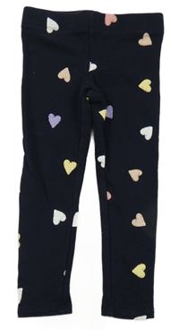 Tmavomodré teplé legíny se srdíčky H&M