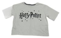 Smotanové crop tričko s nápisem - Harry Potter