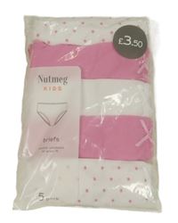 Nové - 5x kalhotky - 2x bílé s hvězdami + 2x růžové + bílé Nutmeg