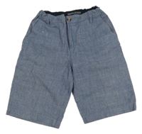 Tmavomodré melírované plátěné kraťasy H&M
