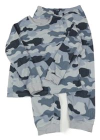 Světlemodro-modrošedé army fleecové pyžamo M&S