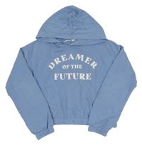 Modrá crop mikina s nápisom a kapucňou H&M