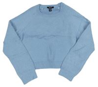 Modrý crop chlpatý sveter New Look