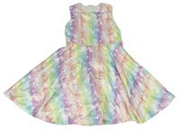 Farebné pruhované pastelové šaty s jednorožcami