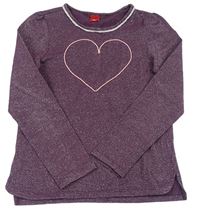 Fialové trblietavé tričko so srdcem S. Oliver