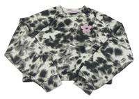 Bielo-čierna vzorovaná crop mikina s květem zn. Primark