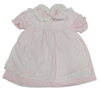 Svetloružová -biele ľahké šaty s výšivkami Mothercare