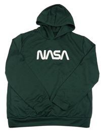 Tmavozelená ľahká mikina s nápisom a kapucňou shein