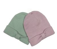 Nové - 2x pletená čepice - světlezelená + růžová třpytivá Dunnes 