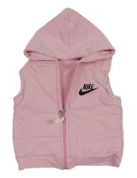 Svetloružová tepláková zateplená vesta s logom a kapucí - Nike