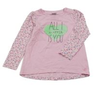 Svetloružové tričko so vzorovanymi rukávy S. Oliver