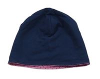 Tmavomodrá bavlnená obojstranná čapica