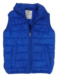 Safírová šusťáková prošívaná zateplená vesta 