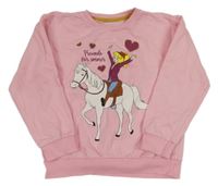 Růžová mikina s dívkou a koněm 