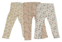 3x světelrůžovo-bílé legíny s obrázky Disney