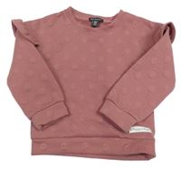 Staroružová bodkovaná á mikina s volánikmi Primark