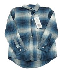 Nové - petrolejovo-bílá kostkovaná košile F&F