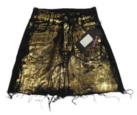 Nové - čierno-zlatá rifľová sukňa