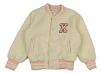 Smotanová huňatá podšitá bunda s písmenem