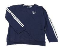 Tmavomodrá ľahká mikina s bielým pruhom Primark