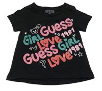 Čierne tričko s nápismi GUESS