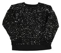 Černá sametová flitrová mikina St. Bernard