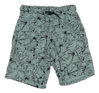 Světlemodro-čierne vzorované kraťasy s dinosaurami Dopodopo