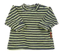 Zeleno-čierne pruhované zamatové tričko