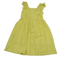 Žlté vzorované šaty s madeirou